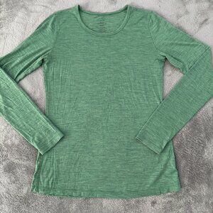 Woolx Merino Green Long Sleeve Base Layer Tee Shirt SMALL Women's
